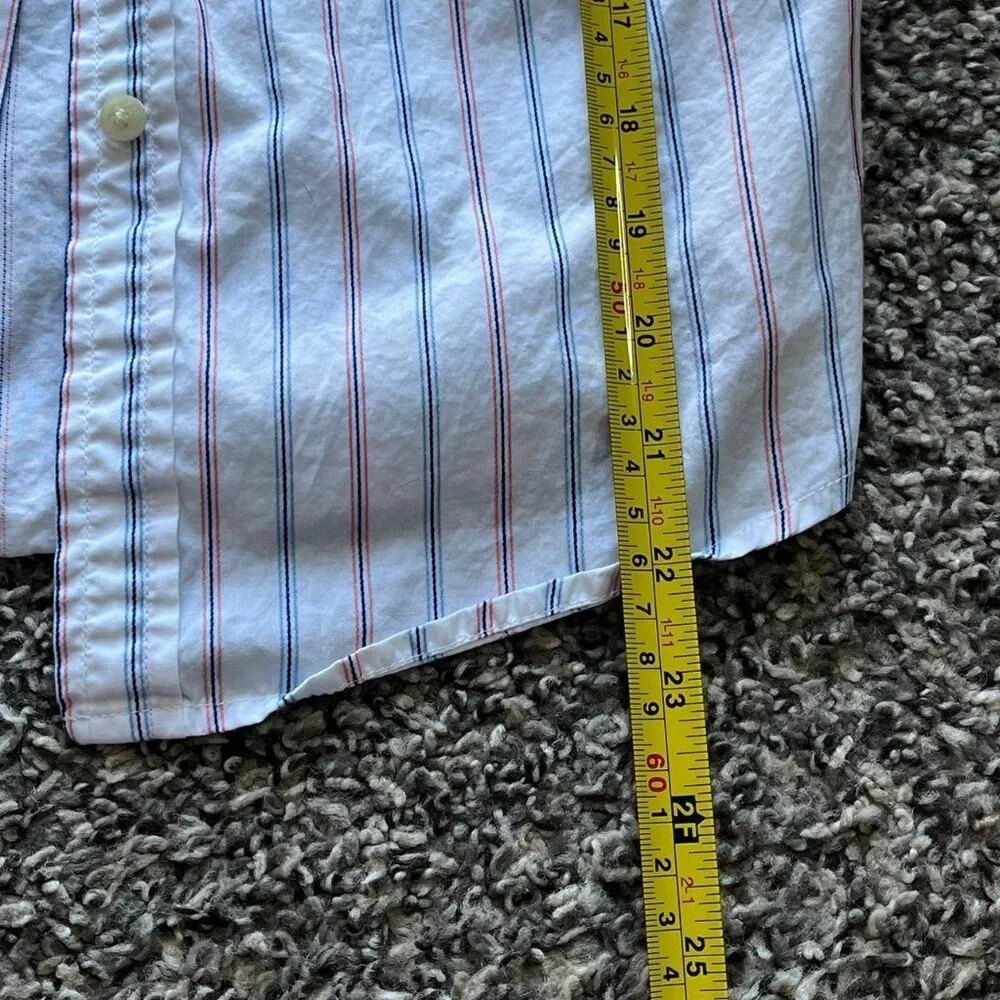 Share Vintage Abercrombie & Fitch Shirt Women L White Striped Long Sleeve Cotton - Picture 6 of 7